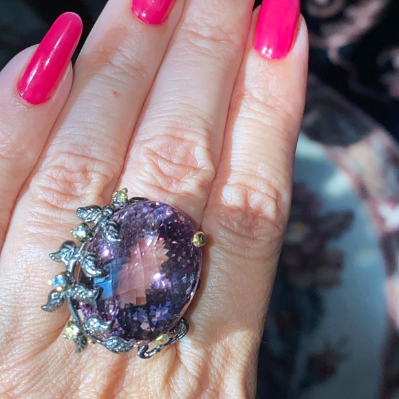 Exquisite Rare Genuine Ametrine Aquamarine Ring - Picture 6 of 12